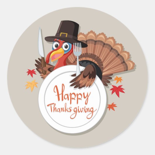 Thanksgiving klassieke ronde sticker (Voorkant)