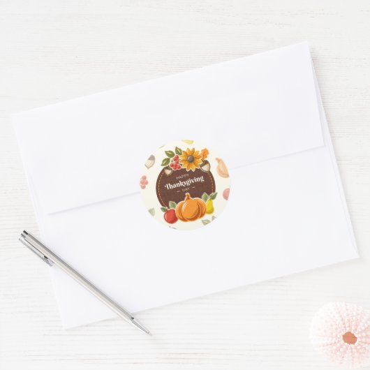 Thanksgiving klassieke ronde sticker (Envelop)