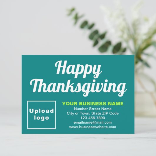 Thanksgiving Kleine Blauwgroen Groene Vlakke Groet Kaart (Staand voorkant)