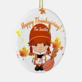 Thanksgiving kleine pelgrim keramisch ornament (Rechts)