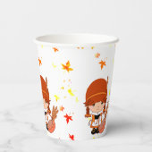 Thanksgiving kleine pelgrim papieren bekers (Achterkant)