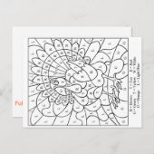 Thanksgiving kleur per letter feestdagenkaart (Voorkant / Achterkant)