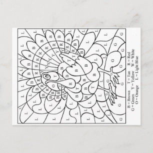 Thanksgiving Kleur per letter Feestdagenkaart