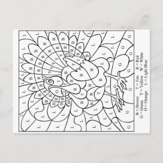 Thanksgiving kleur per letter feestdagenkaart