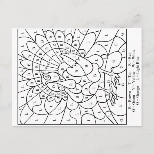 Thanksgiving kleur per letter feestdagenkaart (Voorkant)