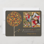 Thanksgiving Kleurrijke Bladeren Pop Tree 3 Foto Feestdagenkaart (Voorkant)