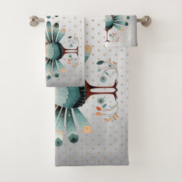 Thanksgiving Kleurrijke Turkije Gouden Sterren Zil Bad Handdoek