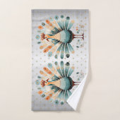 Thanksgiving Kleurrijke Turkije Gouden Sterren Zil Bad Handdoek (Handdoek)