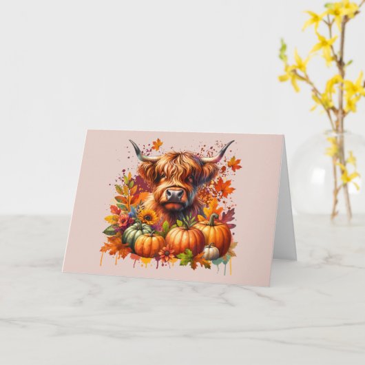 Thanksgiving Koe Kaart (Gele Bloem)