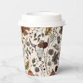 Thanksgiving Koe Schedel Herfst Oogst Papieren Bekers (Achterkant)