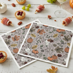 Thanksgiving Koe Schedel Herfst Oogst Servet