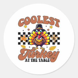 Thanksgiving Koelste Kalkoen Aan Tafel Avondeten G Ronde Sticker
