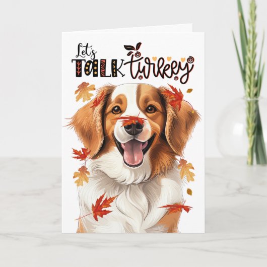 Thanksgiving Kooikerhondje Dog Laten we Turkije pr Feestdagen Kaart (Voorkant)