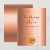 Thanksgiving - koperuitnodiging voor het diner briefkaart (Voorkant / Achterkant)