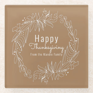 Thanksgiving Korn Wreath Hand Tekwn Illustratie Glazen Onderzetter