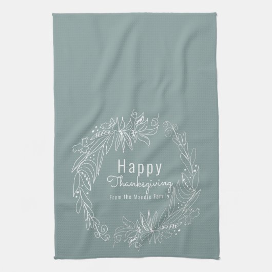 Thanksgiving Korn Wreath Hand Tekwn Illustratie Theedoek (Verticaal)