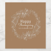 Thanksgiving Korn Wreath Hand Tekwn Illustratie Wijn Etiket (Enkel label)