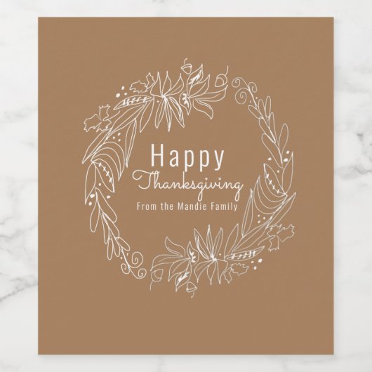 Thanksgiving Korn Wreath Hand Tekwn Illustratie Wijn Etiket (Enkel label)