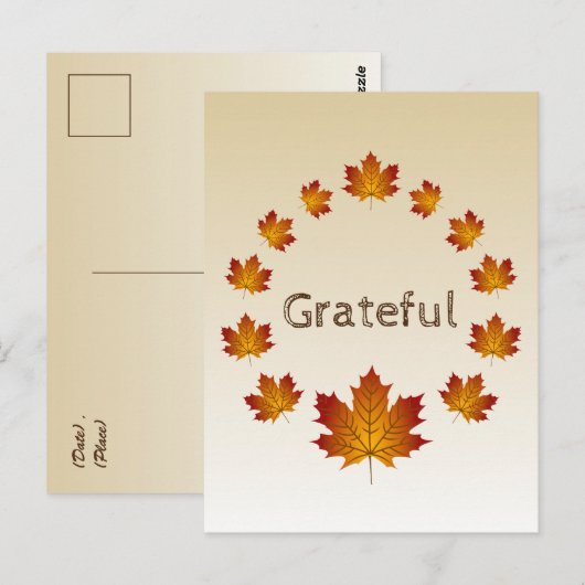 Thanksgiving Krans Dankbaar Eenvoudige Esdoorn Bla Briefkaart (Voorkant / Achterkant)