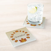 Thanksgiving Krans Dankbaar Eenvoudige Esdoorn Bla Glazen Onderzetter (Schuin)