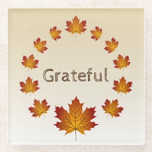 Thanksgiving Krans Dankbaar Eenvoudige Esdoorn Bla Glazen Onderzetter (Voorkant)