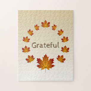 Thanksgiving Krans Dankbaar Eenvoudige Esdoorn Bla Legpuzzel