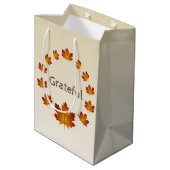 Thanksgiving Krans Dankbaar Eenvoudige Esdoorn Bla Medium Cadeauzakje (Achterkant Gekanteld)