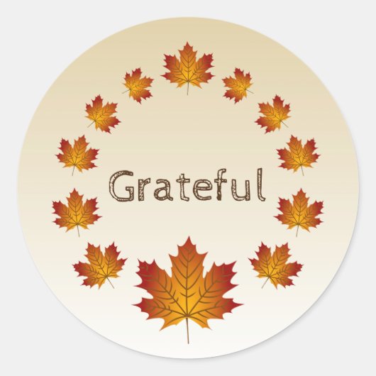 Thanksgiving Krans Dankbaar Eenvoudige Esdoorn Bla Ronde Sticker (Voorkant)