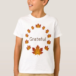 Thanksgiving Krans Dankbaar Eenvoudige Esdoorn Bla T-shirt