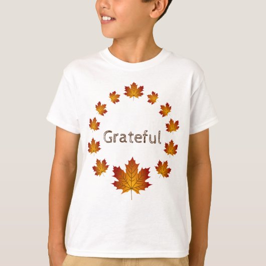 Thanksgiving Krans Dankbaar Eenvoudige Esdoorn Bla T-shirt (Voorkant)