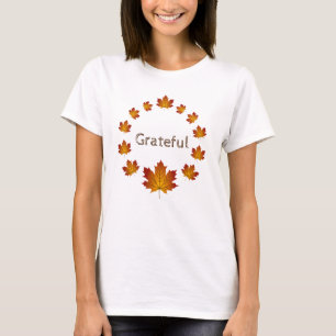 Thanksgiving Krans Dankbaar Eenvoudige Esdoorn Bla T-shirt