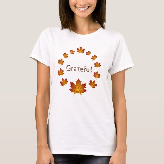 Thanksgiving Krans Dankbaar Eenvoudige Esdoorn Bla T-shirt (Voorkant)