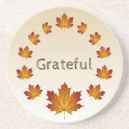 Thanksgiving Krans Dankbaar Eenvoudige Esdoorn Bla Zandsteen Onderzetter