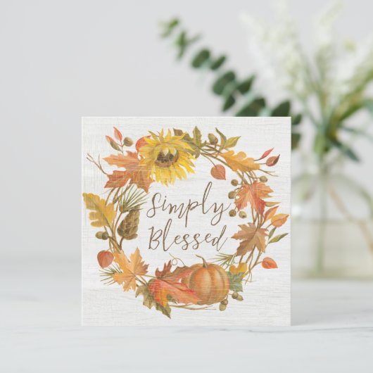 Thanksgiving-krans - Eenvoudig Gezegend Feestdagenkaart (Staand voorkant)