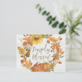 Thanksgiving Krans - Simply Blessed Feestdagenkaart (Staand voorkant)