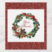 Thanksgiving Krans Waterverf Wijn Etiket (Enkel label)