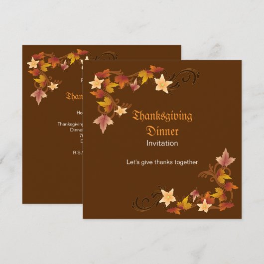 Thanksgiving laat klassiek Herfst-thema over Kaart (Voorkant / Achterkant)