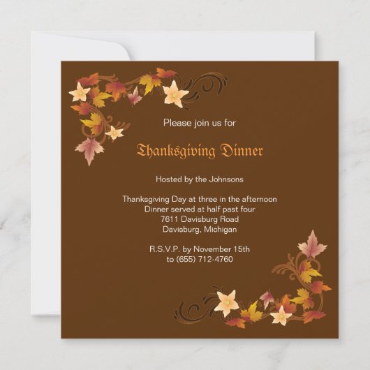 Thanksgiving laat klassiek Herfst-thema over Kaart (Achterkant)