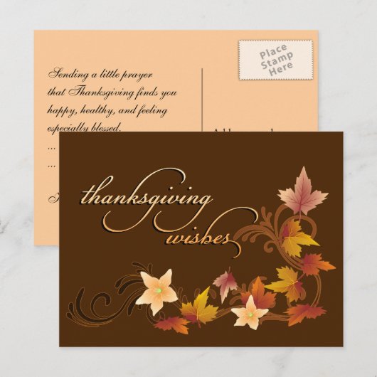 Thanksgiving laat klassieke Herfst-thema achter Feestdagenkaart (Voorkant / Achterkant)