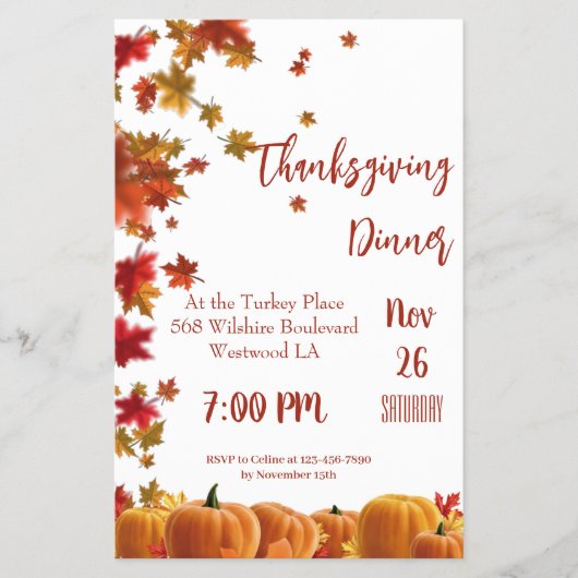 Thanksgiving laat pompoen binnenhalen flyer (Voorkant)