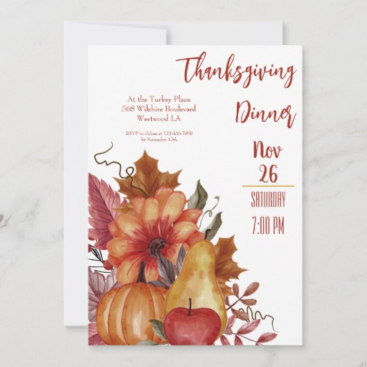 Thanksgiving laat pompoen binnenhalen kaart (Voorkant)