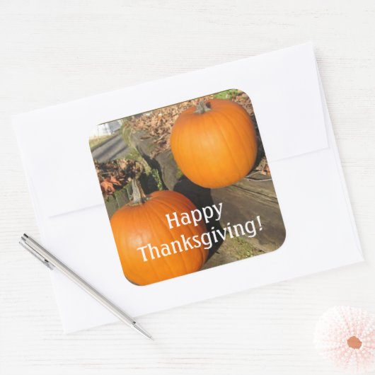 Thanksgiving land pompoenen vierkante sticker (Envelop)