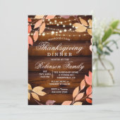 Thanksgiving Landelijke Herfstblad Uitnodiging (Staand voorkant)