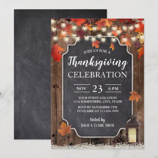 Thanksgiving Lantaarn Rustic Barn Wood Kaart (Voorkant / Achterkant)