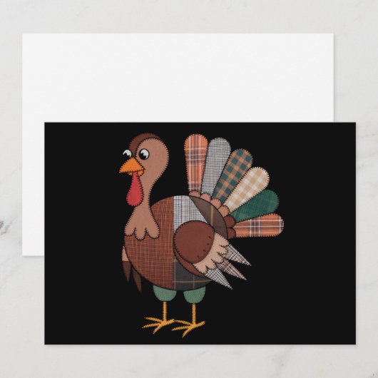 Thanksgiving Lapjes Gewatteerde Kalkoen Herfst Feestdagenkaart (Voorkant / Achterkant)