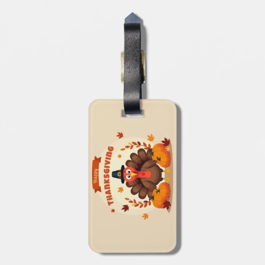 Thanksgiving large chicken bagagelabel (Achterkant verticaal)