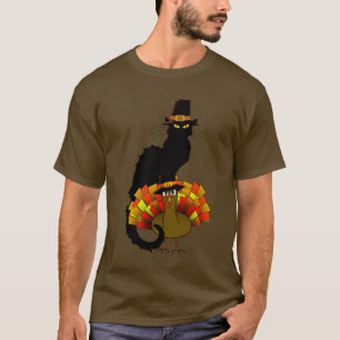 Thanksgiving Le Chat Noir Met Kalkoen Pilgrim T-Sh T-shirt