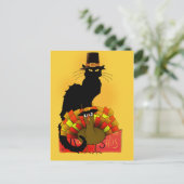 Thanksgiving le chat noir met turkije feestdagenkaart (Staand voorkant)
