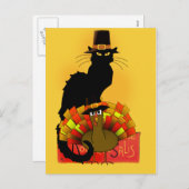 Thanksgiving le chat noir met turkije feestdagenkaart (Voorkant / Achterkant)