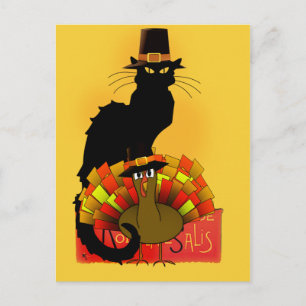 Thanksgiving le chat noir met turkije feestdagenkaart